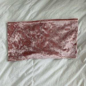 Pink velvet tube top